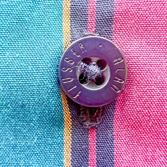 Alan Flusser Mens Medium 100 Cotton Multicolor Plaid 2 Layer Button Down Collar - Picture 4 of 10